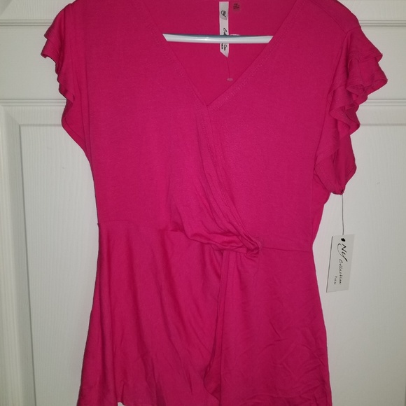 NY Collection Wrap Knit Top NWT Petite Medium Pink - Picture 2 of 6